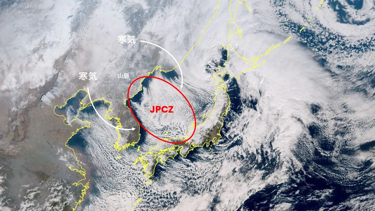 天気図（JPCZ／日本海寒帯気団収束帯）